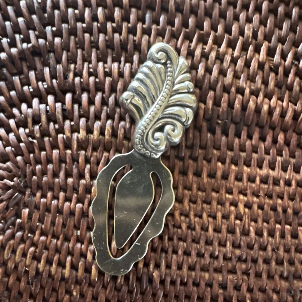 Brighton SILVER Tone Book LEAF Bookmark Clip Page Marker Ornate Retired
